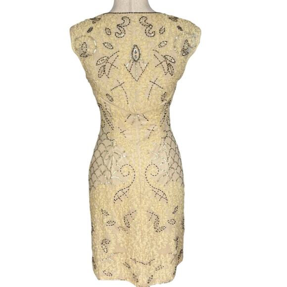 Sue Wong Nocturne 2015 Cream Ribbon Flower Beaded Cocktail Dress Size 4 NWT - Picture 9 of 15